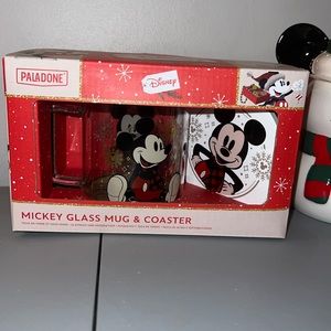 DISNEY MICKEY GLASS MUG AND COASTER